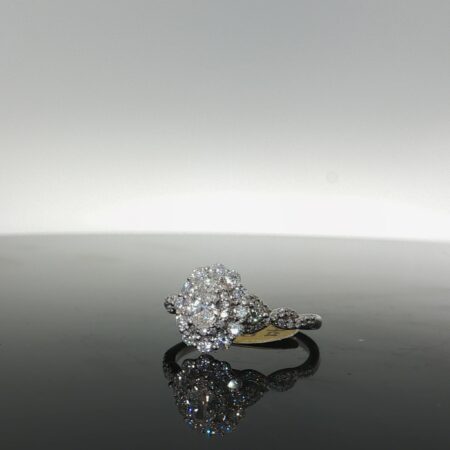 Ring around 2 level 14k diamante size7 3.3gr1.4ctw