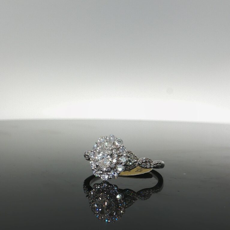 Ring around 2 level 14k diamante size7 3.3gr1.4ctw