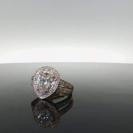 Ring level 2 tear &stone 10k diamante size6 3.3gr 1ctw