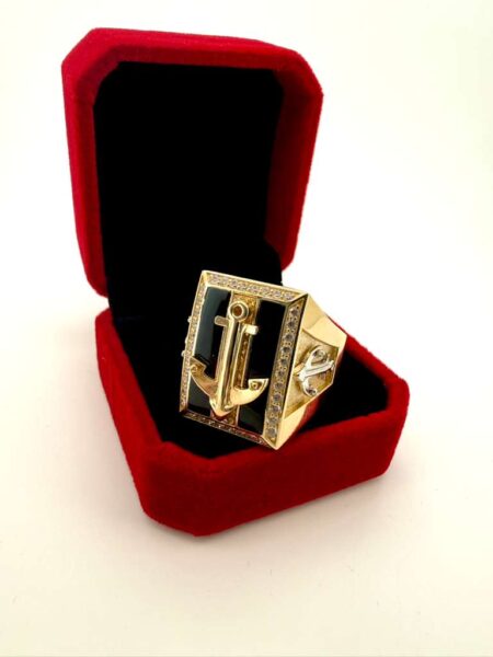 Ring square w/anchor 14k Size 12 Weight 15.7gr