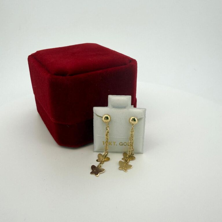 Earring  w/chain of butterfly 10k Weight 0.85gr