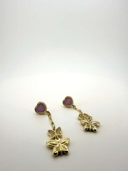 Earring earring w/butterfly & heart 10k Weight 4.15gr