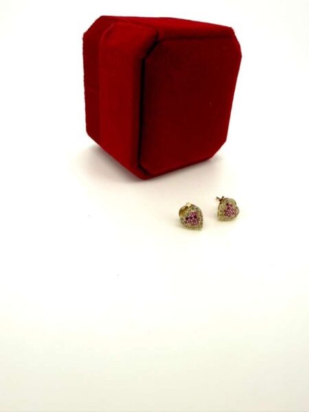 Earring heart red 10k zirc R Weight 1gr