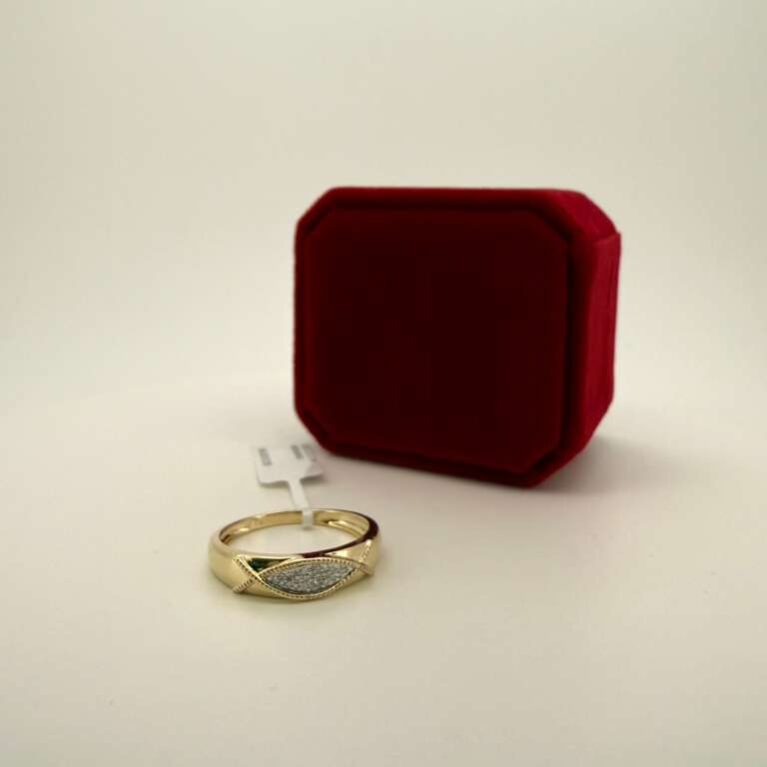 Ring + Diamond mensband 10k  size10/0.07ctw Weight 2.7gr