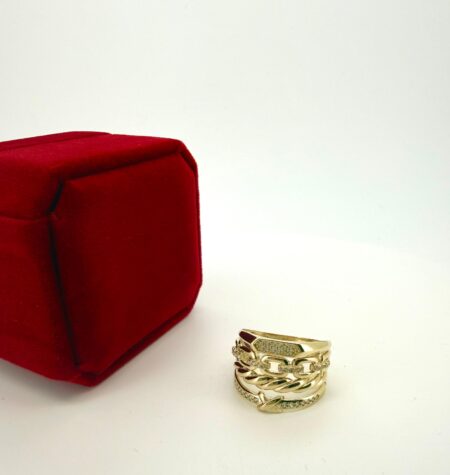 Ring 4-way 14k zirc W  size9 Weight 4.4gr
