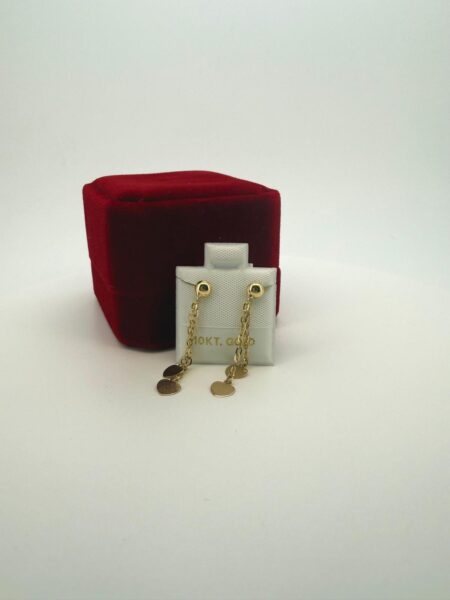 Earring  w/chain heart 10k Weight 0.75gr