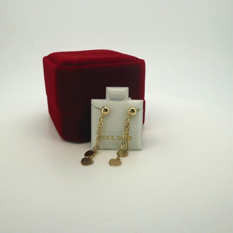 Earring  w/chain heart 10k Weight 0.75gr