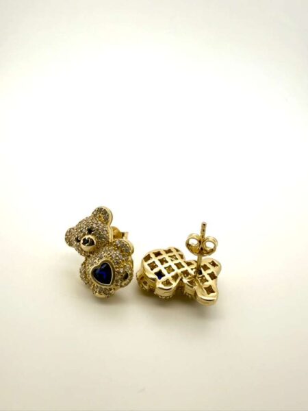 Earring blue bear 10k zirc WB Weight 4.5gr