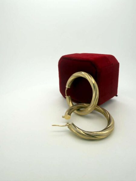 Earring twisted tubular 10k Size 39x5mm Weight 4.9gr